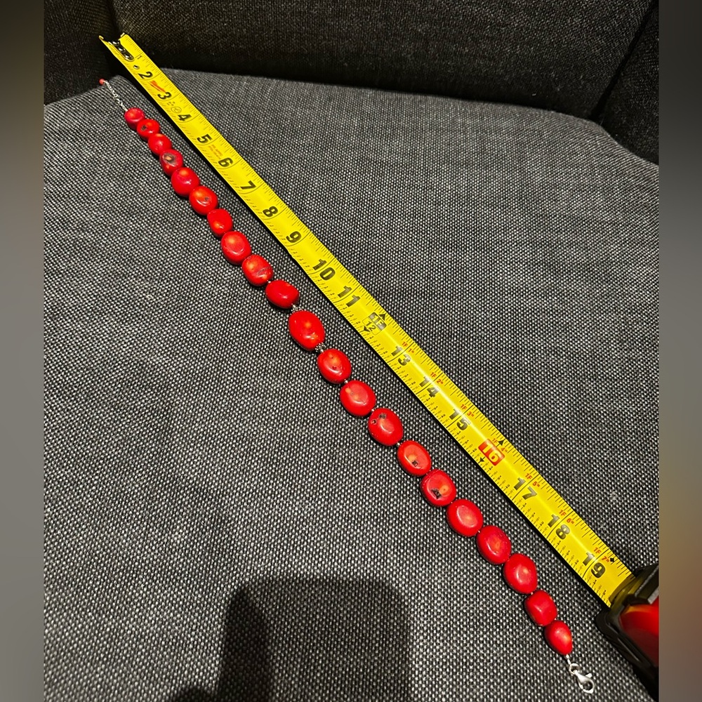Red Necklace with Silver Accents
